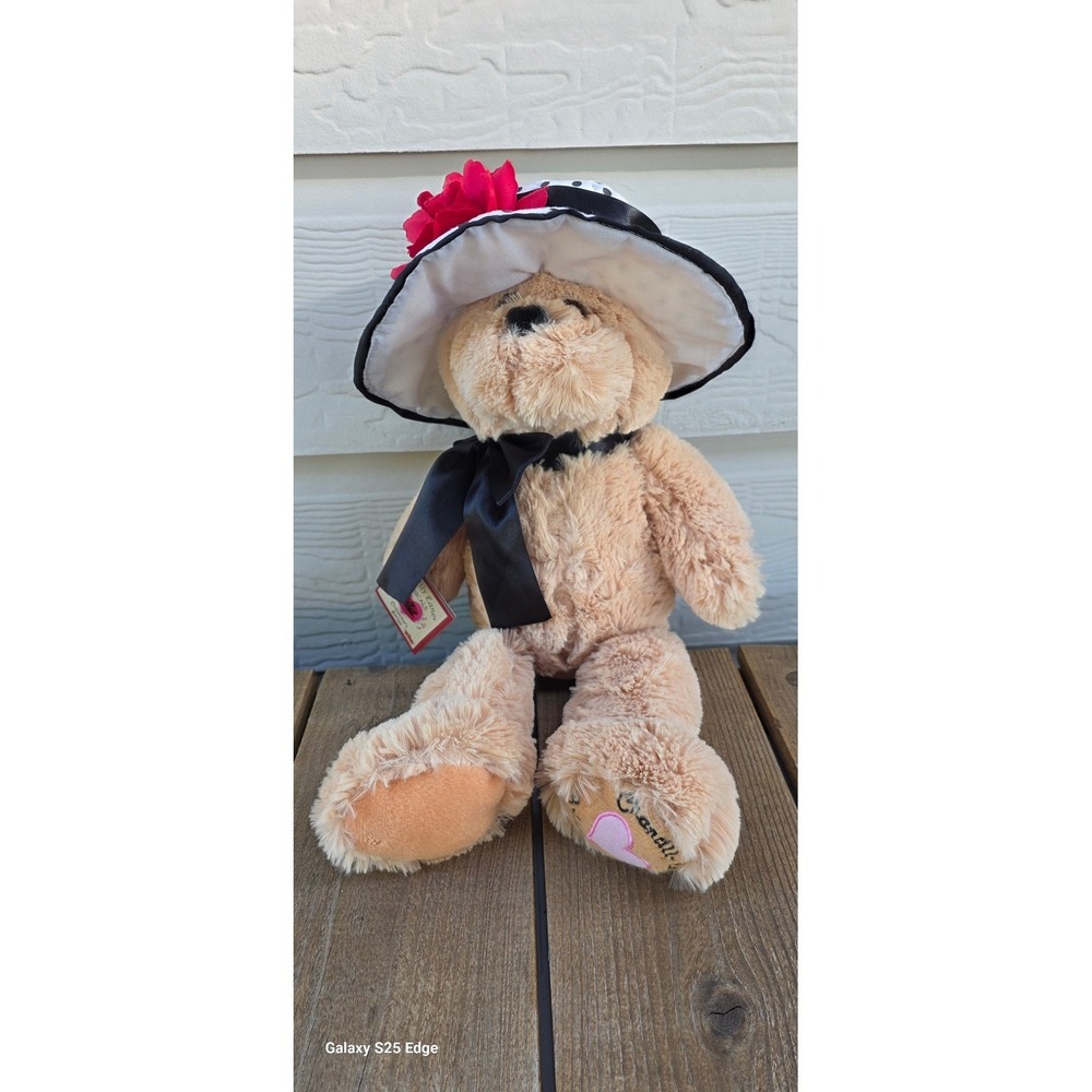 Chantilly Lane Musicals 16" Dottie Bear Collector Series PolkaDot Hat Rose Plush